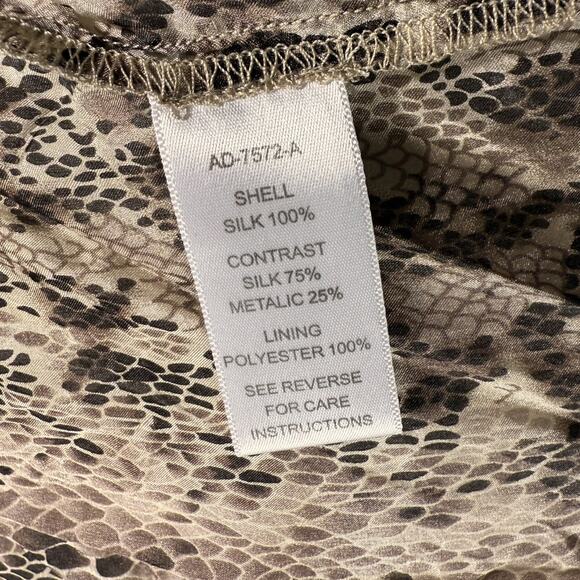 Anthropologie Aryn K 100% Silk Puff Sleeve Python Snakeskin Smocked Dress S ASO - Picture 8 of 14